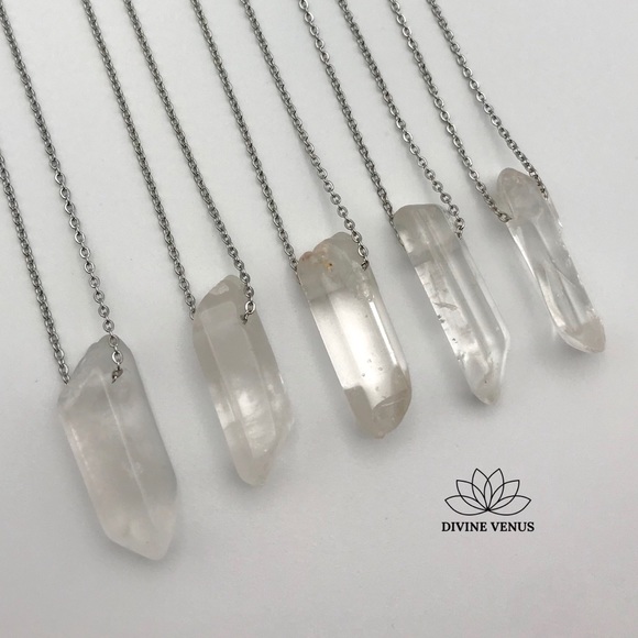 Clear Quartz Necklace • Stainless Steel • Medium - Picture 4 of 7